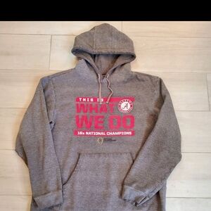 Gray Alabama This Is What We Do 16 Titles Hoodie with Red Print